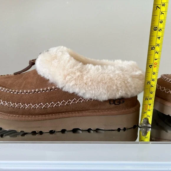UGG Tasman Alpine Suede Fur Collar Leather Knot Slipper Clogs - Size 9 - Picture 12 of 14